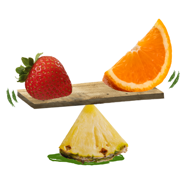 pinapple seesaw with orange and strawberry